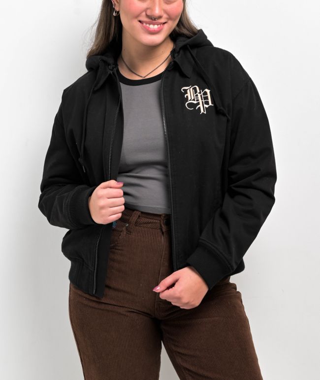 Broken Promises Lock Up Black Hooded Work Jacket - thumbnail 2