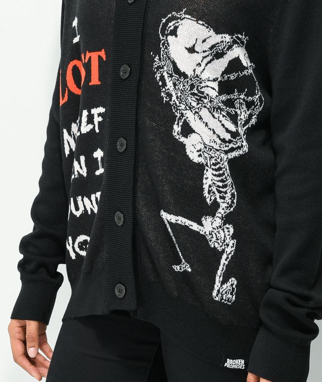 Broken Promises Lost Myself Black Cardigan Sweater - thumbnail 3