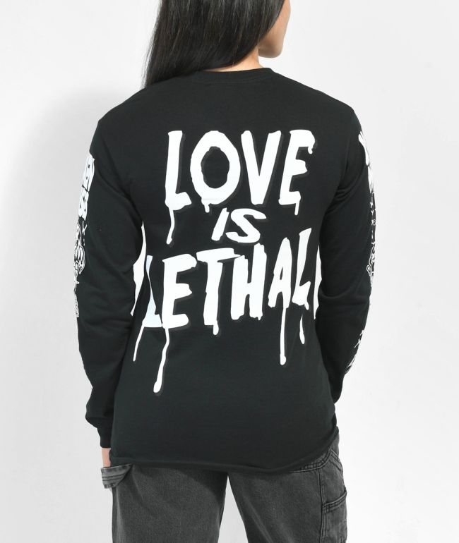 Broken Promises Love Is Lethal Black Long Sleeve T-Shirt - thumbnail 2