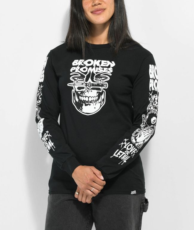 Broken Promises Love Is Lethal Black Long Sleeve T-Shirt