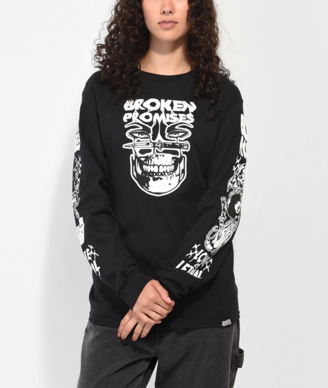 Broken Promises Love Is Lethal Black Long Sleeve T-Shirt - thumbnail 2