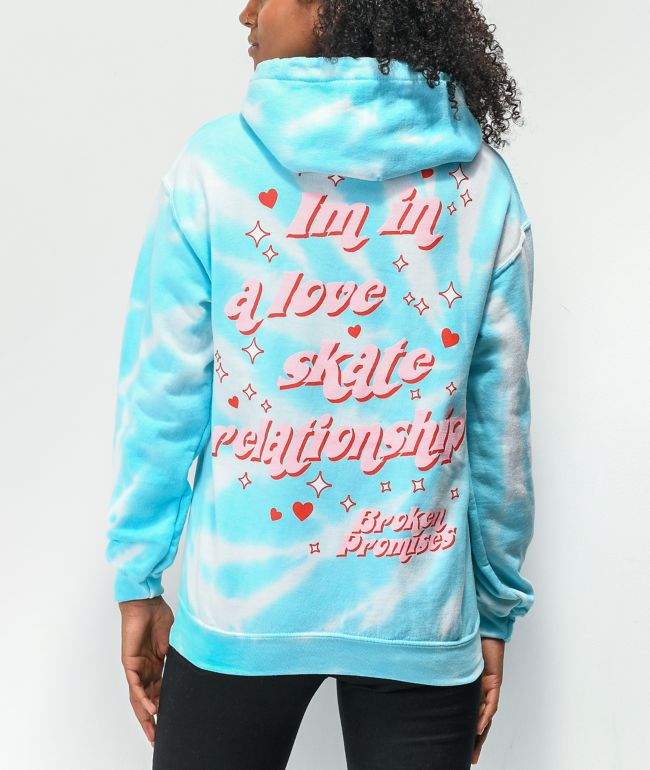 Broken Promises Love Skate Blue Tie Dye Hoodie