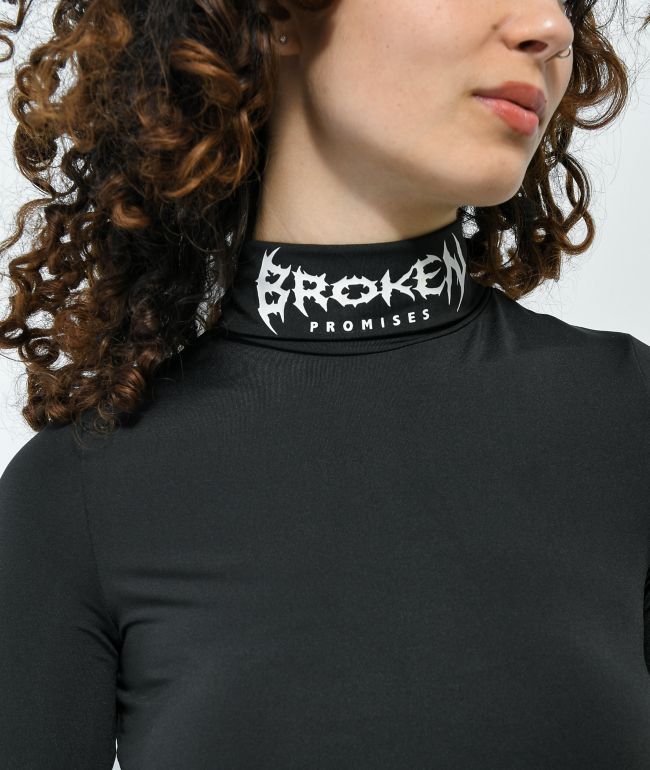 Broken Promises Mania Slit Black Long Sleeve Dress - thumbnail 2