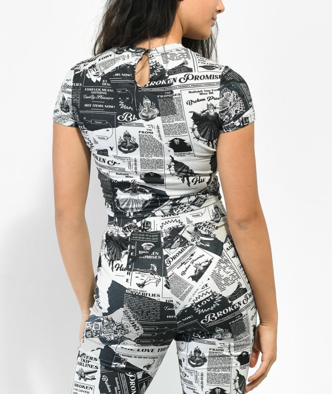 Broken Promises Mixed Media Crop T-Shirt - thumbnail 2