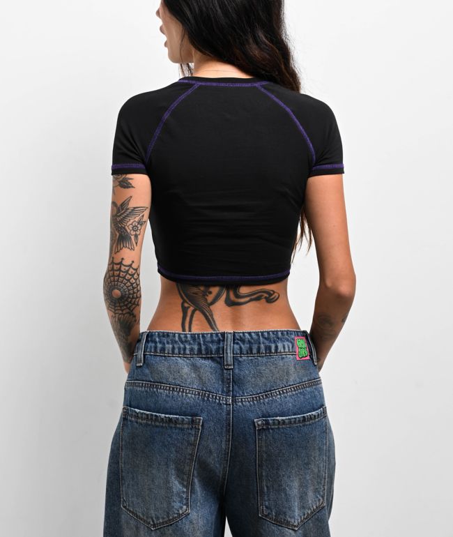 Broken Promises Moshpit Black Raglan Crop T-Shirt - thumbnail 2