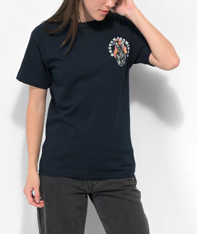 Broken Promises Old Flame Navy T-Shirt - thumbnail 2