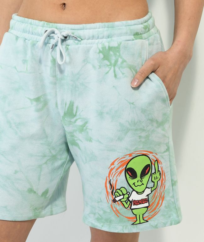 Broken Promises Outsider Teal Tie Dye Sweat Shorts - thumbnail 3