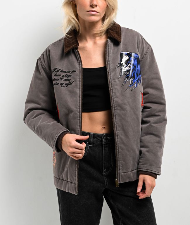 Broken Promises Poetry Brown Work Jacket - thumbnail 2