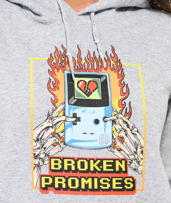 Broken Promises Pushing My Buttons Grey Hoodie - thumbnail 3