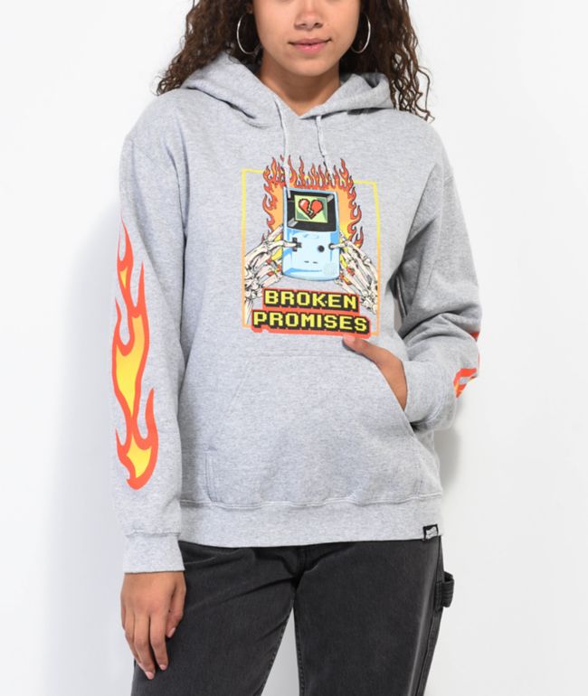 Broken Promises Pushing My Buttons Grey Hoodie - thumbnail 2
