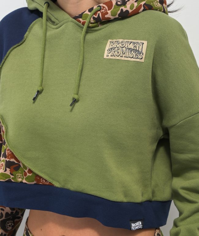 Broken Promises Reaper Camo Patchwork Crop Hoodie - thumbnail 3