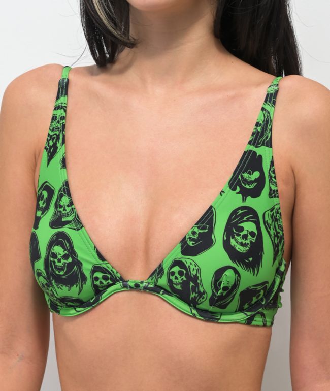 Broken Promises Reaper Guide Green Triangle Bikini Top - thumbnail 3