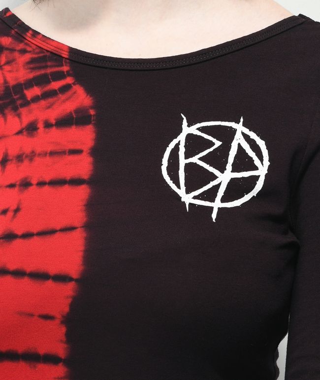 Broken Promises Riot Red Split Tie Dye Long Sleeve Dress - thumbnail 3