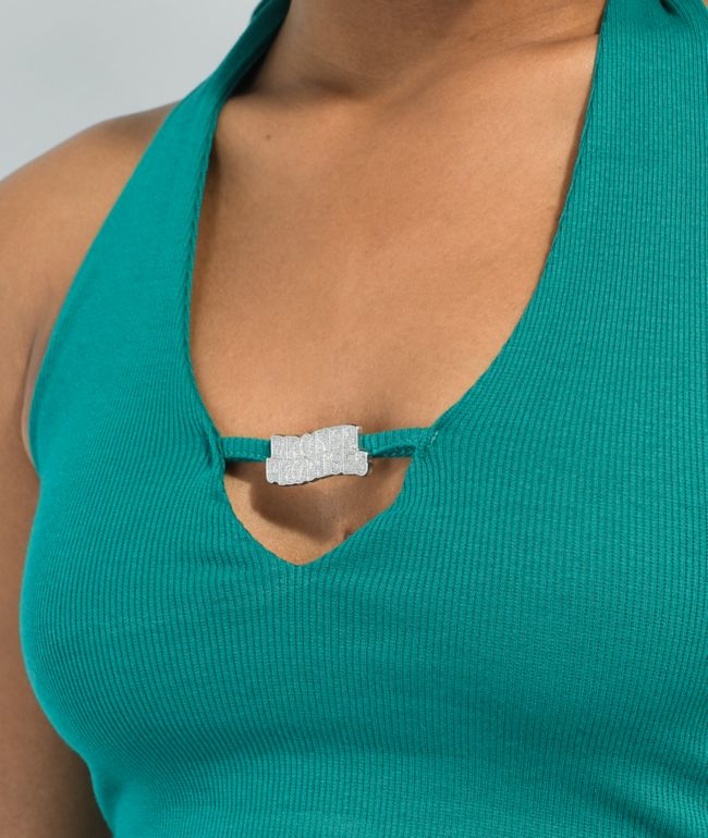 Broken Promises Salvage Blue Halter Top - thumbnail 3