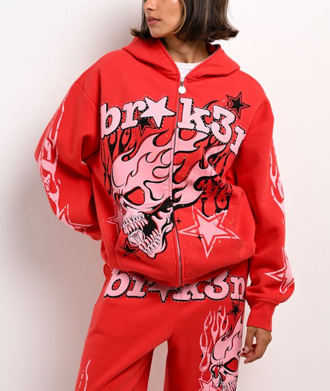 Broken Promises Shooting Star Red Body Bag Zip Hoodie