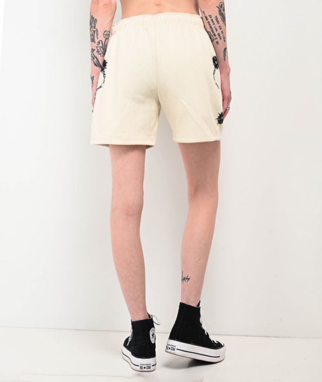 Broken Promises Spiked White Sweat Shorts - thumbnail 2