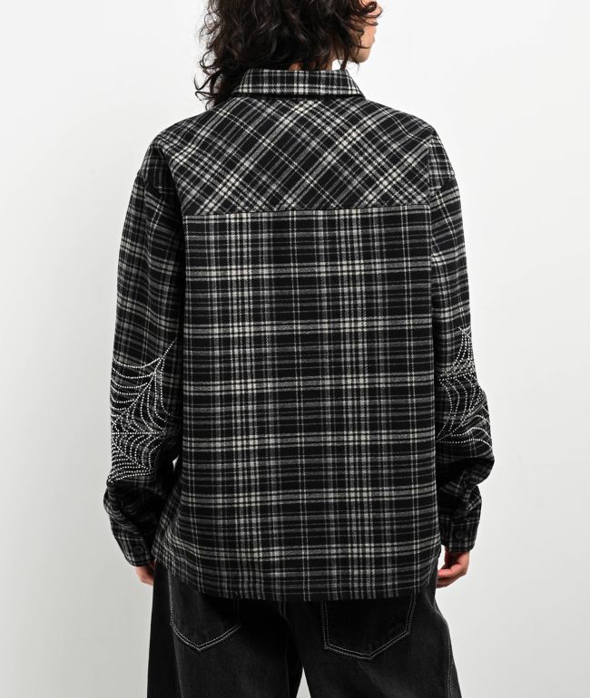Broken Promises Stoned Web Black Flannel Shirt - thumbnail 2