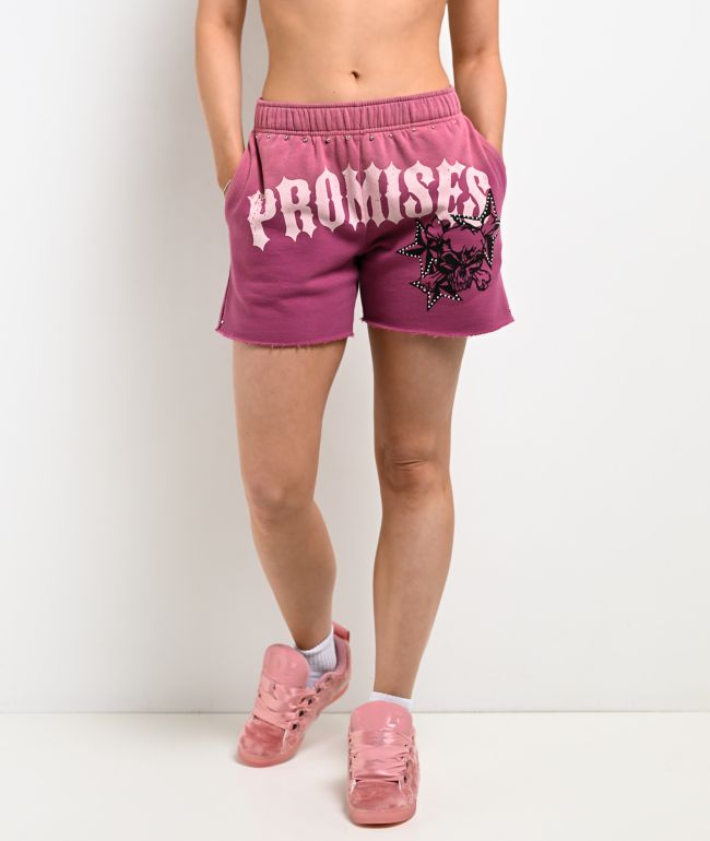Broken Promises Subculture Pink Wash Studded Sweat Shorts