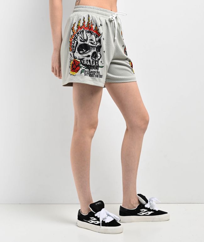 Broken Promises That Was Then Grey Mesh Shorts - thumbnail 3