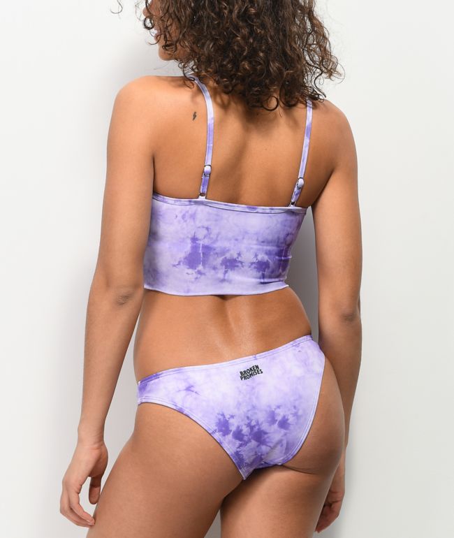 Broken Promises Thornless Purple Tie Dye Cami Bikini Top - thumbnail 2