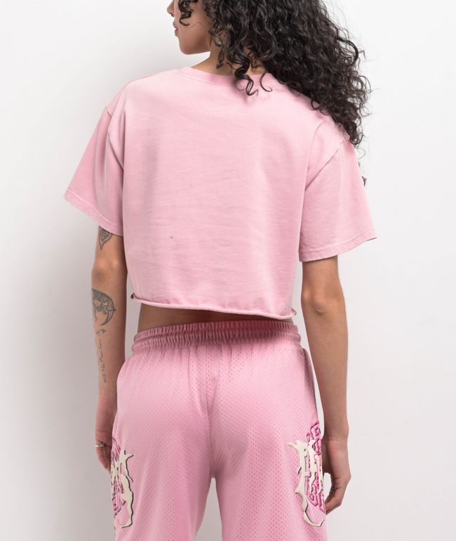 Broken Promises Underworld Pink Boxy Crop T-Shirt - thumbnail 2