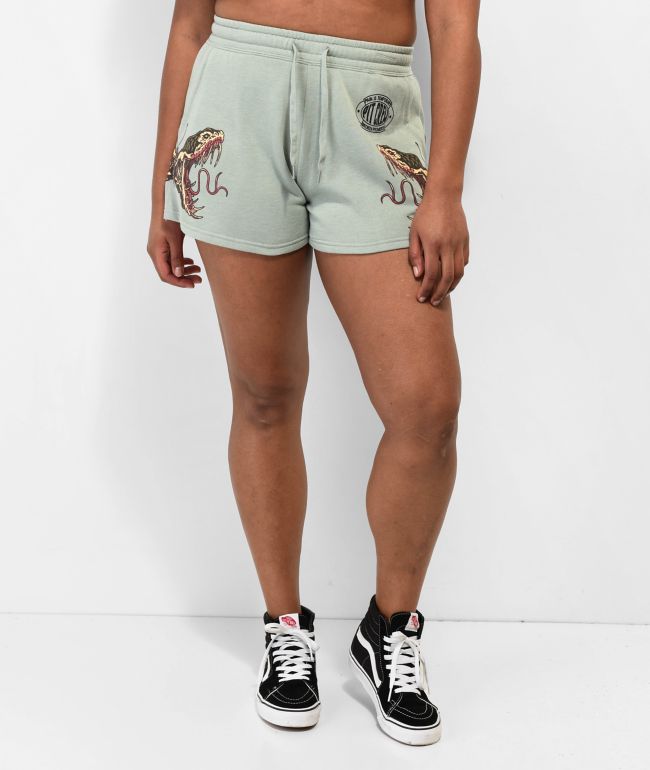 Broken Promises Viper Snake Green Sweat Shorts - thumbnail 3