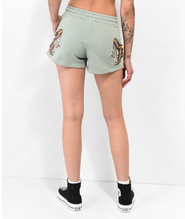 Broken Promises Viper Snake Green Sweat Shorts - thumbnail 2