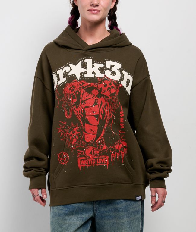 Broken Promises Wasted Love Brown Rhinestone Hoodie
