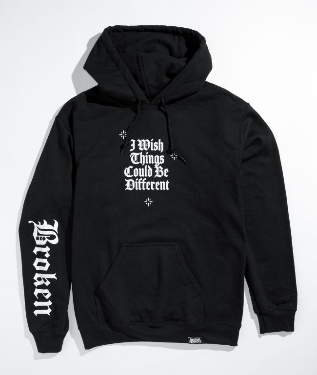 Broken Promises Wishful Thinking Black Hoodie - thumbnail 2