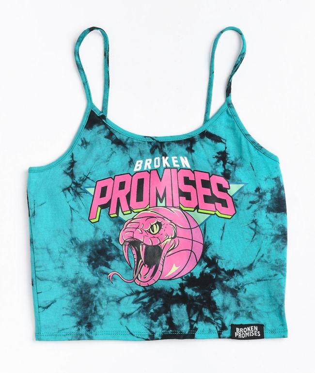 Broken Promises You Played Me Blue & Black Tie Dye Crop Tank Top