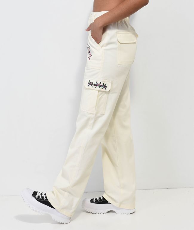 Broken Promises x Happy Bunny Focus On Me White Cargo Pants - thumbnail 3