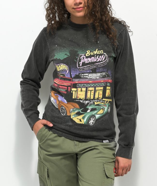 Broken Promises x Hot Wheels Look Both Ways Black Wash Long Sleeve T-Shirt