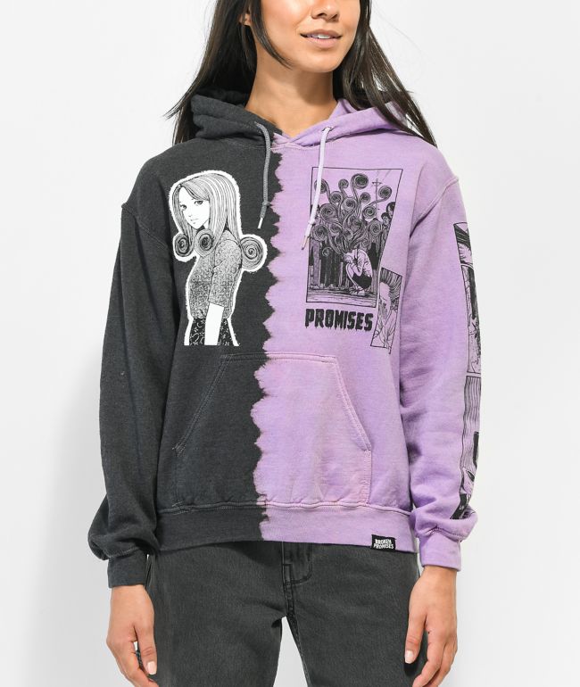 Broken Promises x Junji Ito Medusa Black & Purple Split Dye Hoodie