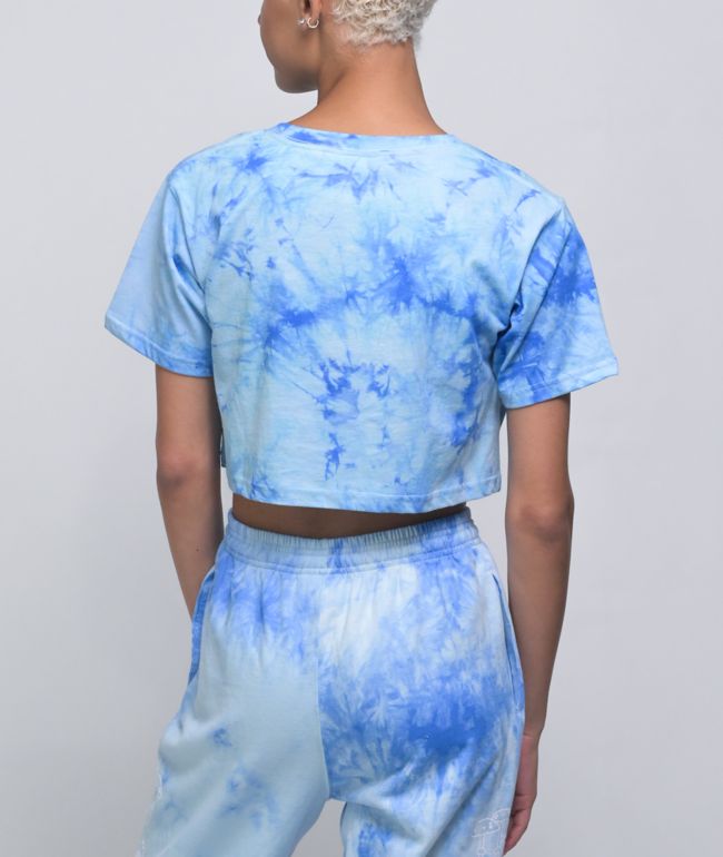 By Samii Ryan Daydreamer Blue Tie Dye Crop T-Shirt - thumbnail 3