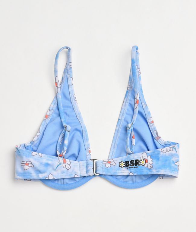 By Samii Ryan Felt Cute Blue Tie Dye Underwire Triangle Bikini Top - thumbnail 2