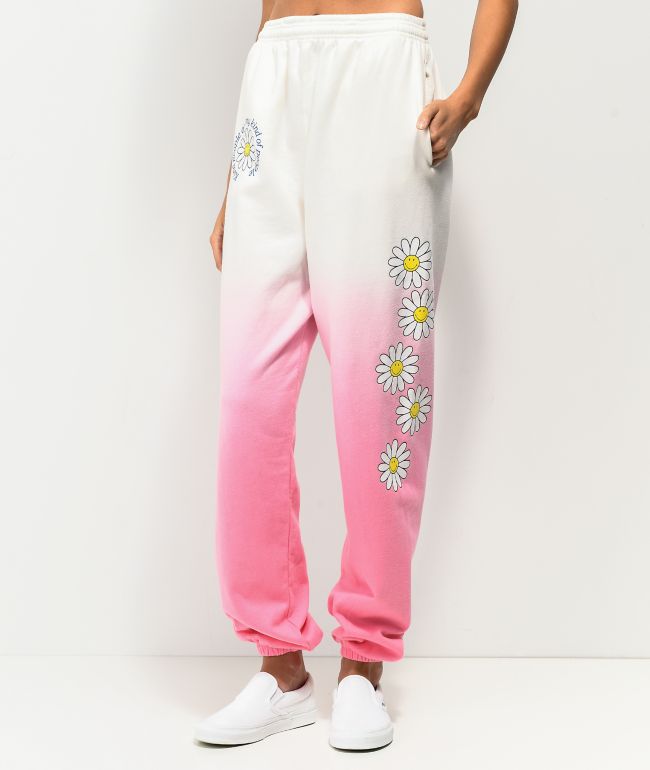 By Samii Ryan x Smiley Kind People Pink & White Dip Dye Sweatpants