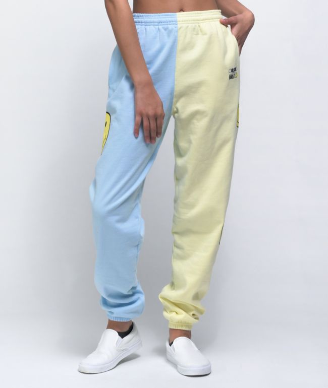 By Samii Ryan x Smiley Smile 4 Me Blue & Yellow Split Sweatpants