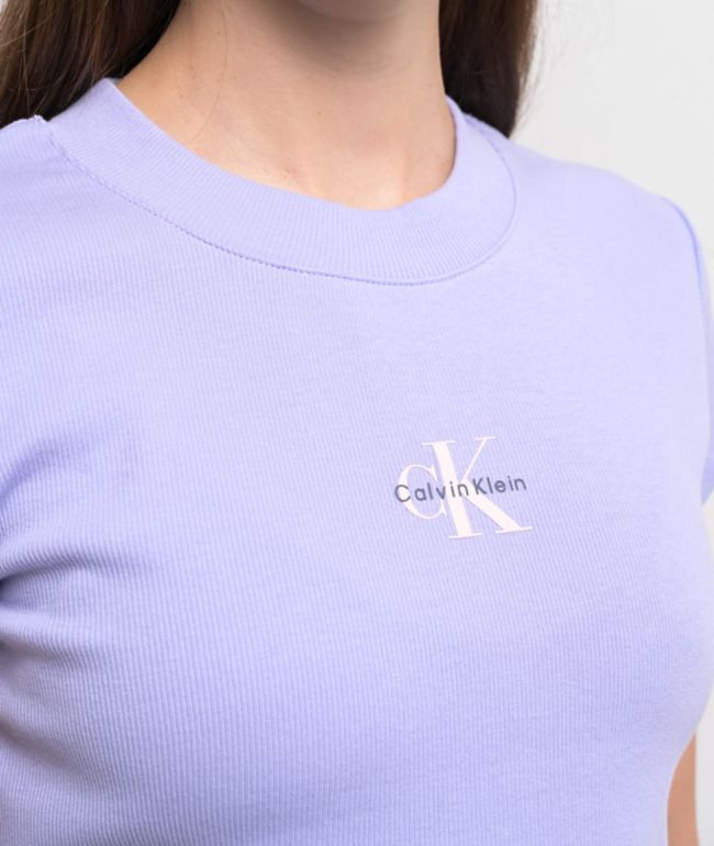 Calvin Klein Monogram Lavender Crop T-Shirt - thumbnail 3
