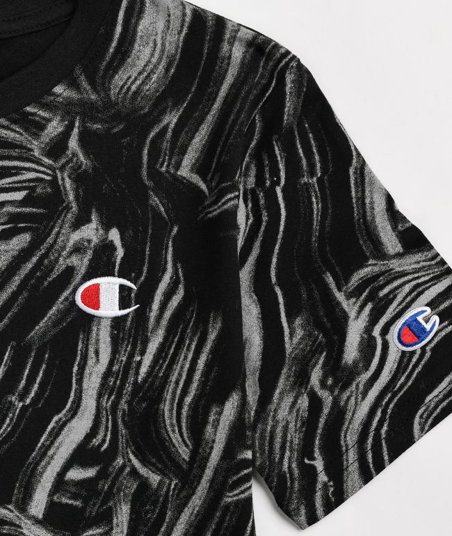 Champion Kids AOP Marbled Black T-Shirt - thumbnail 3
