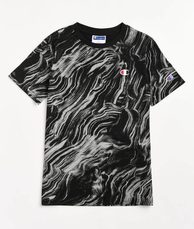 Champion Kids AOP Marbled Black T-Shirt