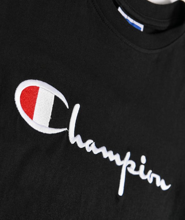 Champion Kids Embroidered Script Black T-Shirt - thumbnail 2