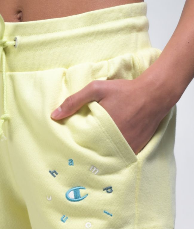 Champion Reverse Weave Circle Logo Lemon Glacier Sweat Shorts - thumbnail 3