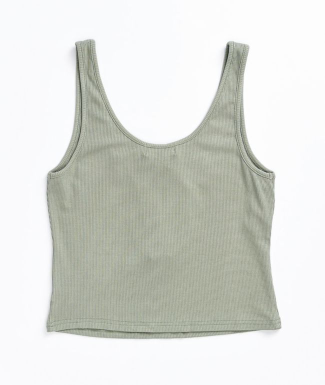 Chance Sage Button Front Crop Tank Top - thumbnail 2