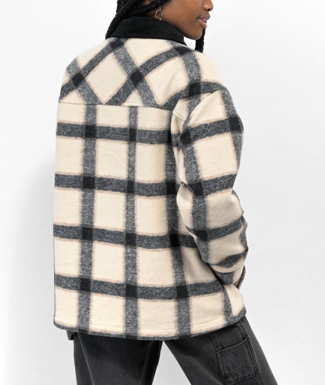 Coal Sheila Cream Plaid Shacket - thumbnail 2