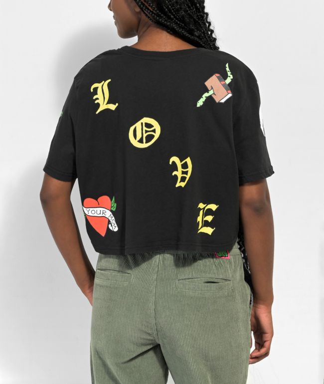 Coney Island Picnic Born To Win Black Crop T-Shirt