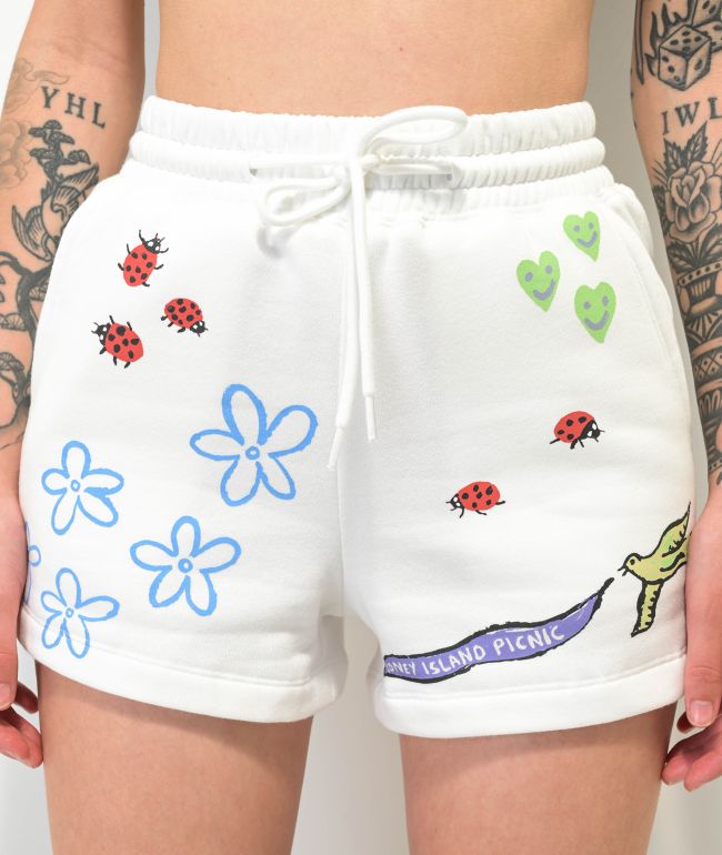 Coney Island Picnic Summer Break Doodle White Sweat Shorts - thumbnail 3