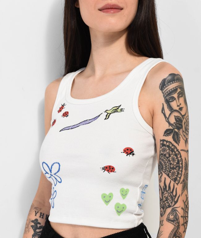 Coney Island Picnic Summer Break Doodle White Tank Top - thumbnail 3
