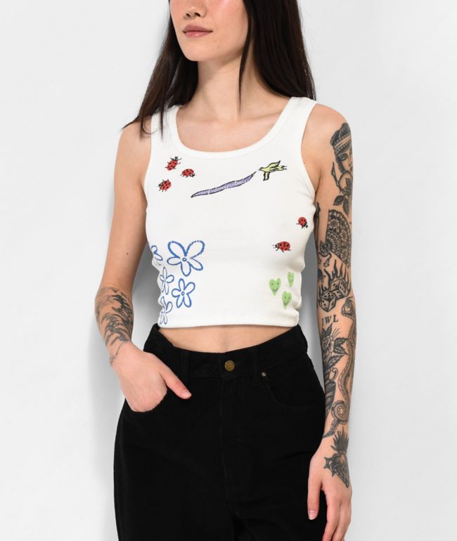 Coney Island Picnic Summer Break Doodle White Tank Top