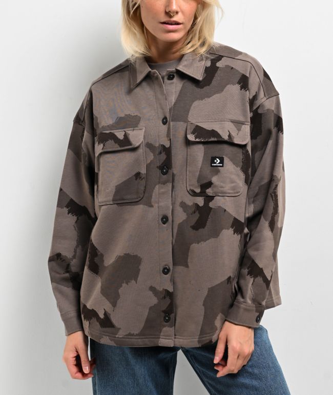 Converse Camo Long Sleeve Button Up Jacket - thumbnail 2