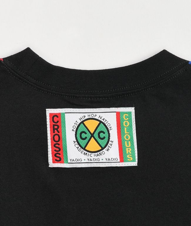 Cross Colours Assorted Black Colorblock Crop T-Shirt - thumbnail 3